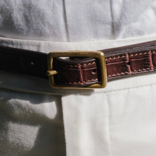 Belluno Mahogany Croco Leather Belt