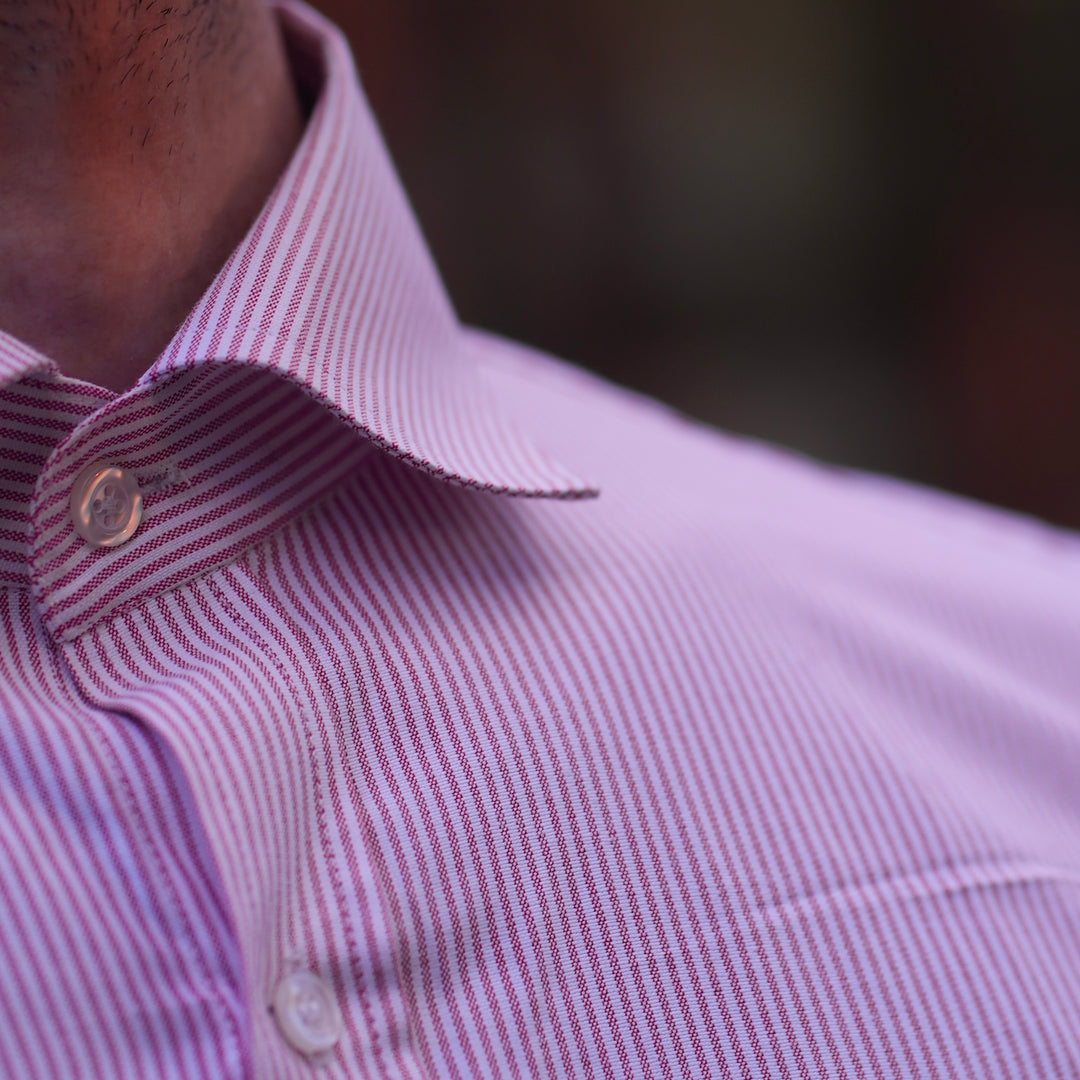 PENTEDATTILO Rosè Seersucker
Cutaway Collar Shirt