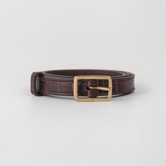 Belluno Mahogany Croco Leather Belt