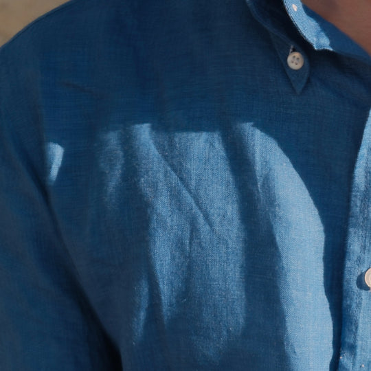 PRAIANO EGYPTIAN BLUE LINEN SHIRT