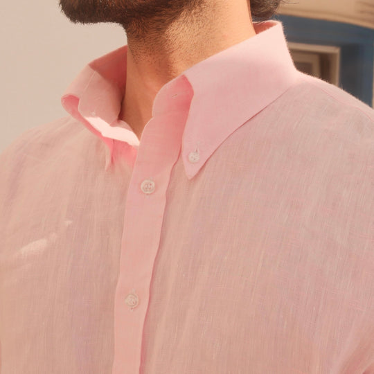 LEVANZO LIGHT PINK LINEN SHIRT