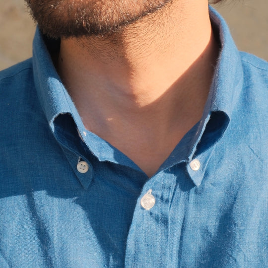 PRAIANO EGYPTIAN BLUE LINEN SHIRT