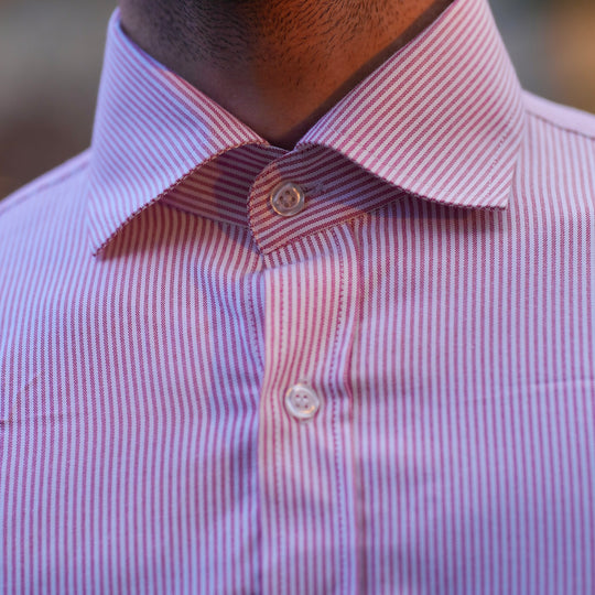 PENTEDATTILO Rosè Seersucker
Cutaway Collar Shirt