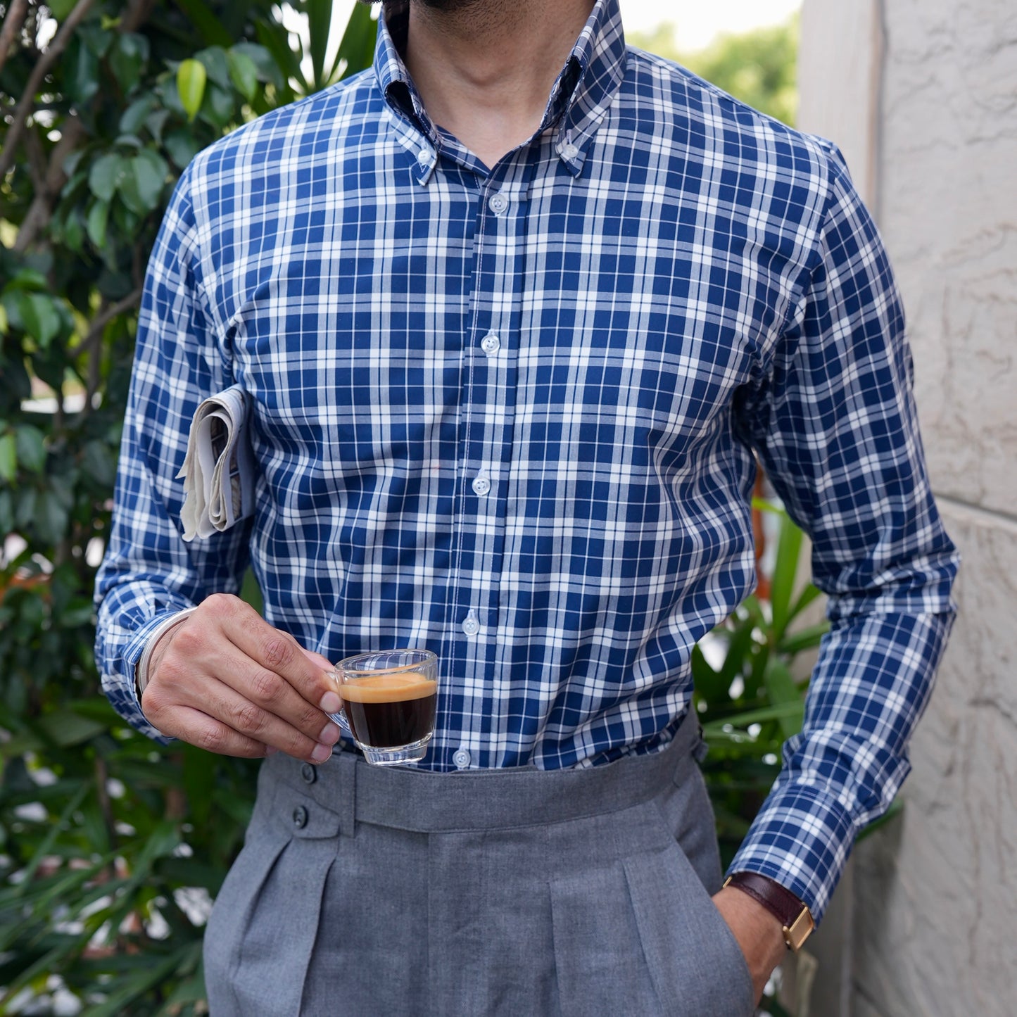 REGAL BLUE AND WHITE CHECKERED SHIRT