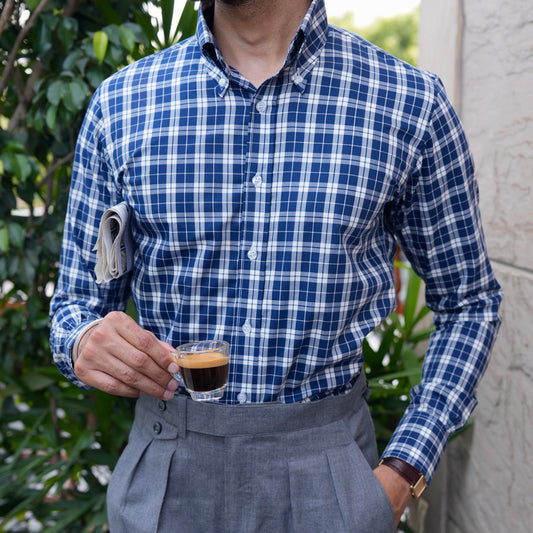 REGAL BLUE AND WHITE CHECKERED SHIRT