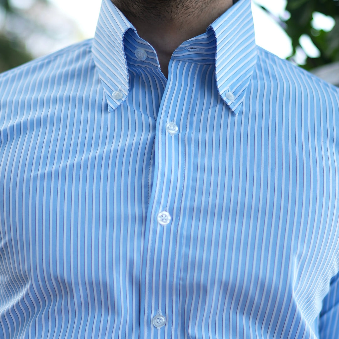 BRESCIA STRIPED SKY BLUE BUTTON DOWN SHIRT