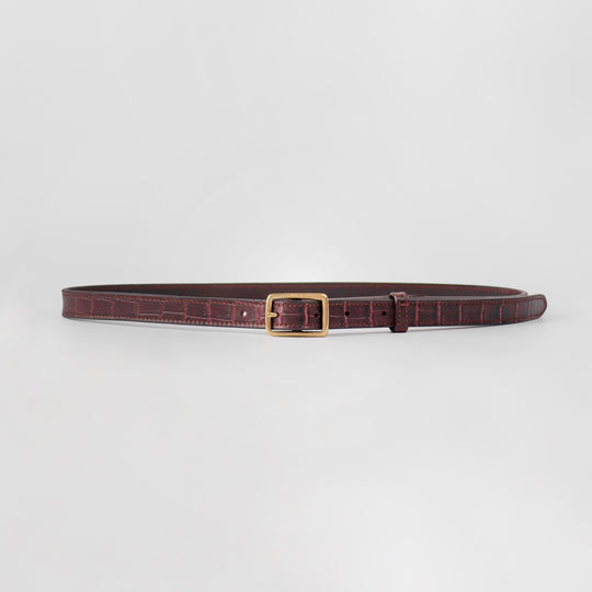 Belluno Mahogany Croco Leather Belt