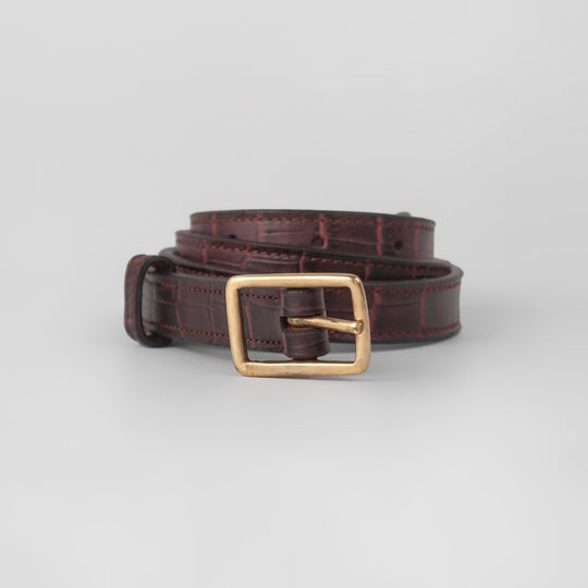 Belluno Mahogany Croco Leather Belt