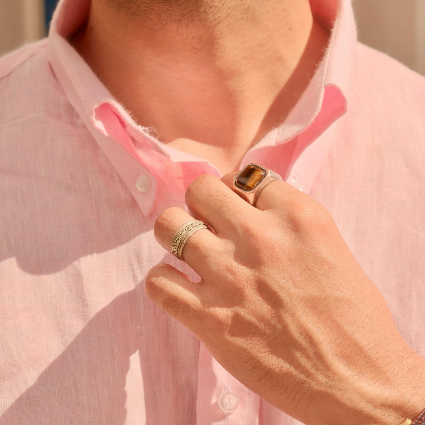 LEVANZO LIGHT PINK LINEN SHIRT