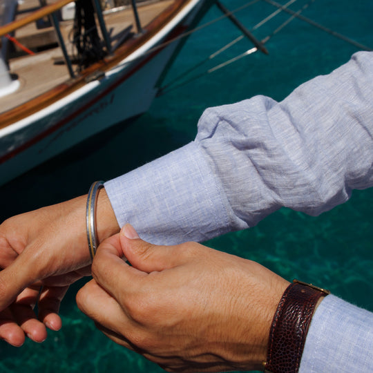 PORTOFERRAIO LIGHT BLUE LINEN SHIRT