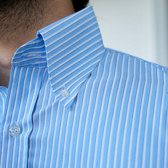 BRESCIA STRIPED SKY BLUE BUTTON DOWN SHIRT