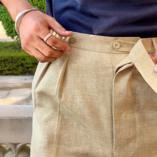 Oatmeal Linen Gurkha Trousers