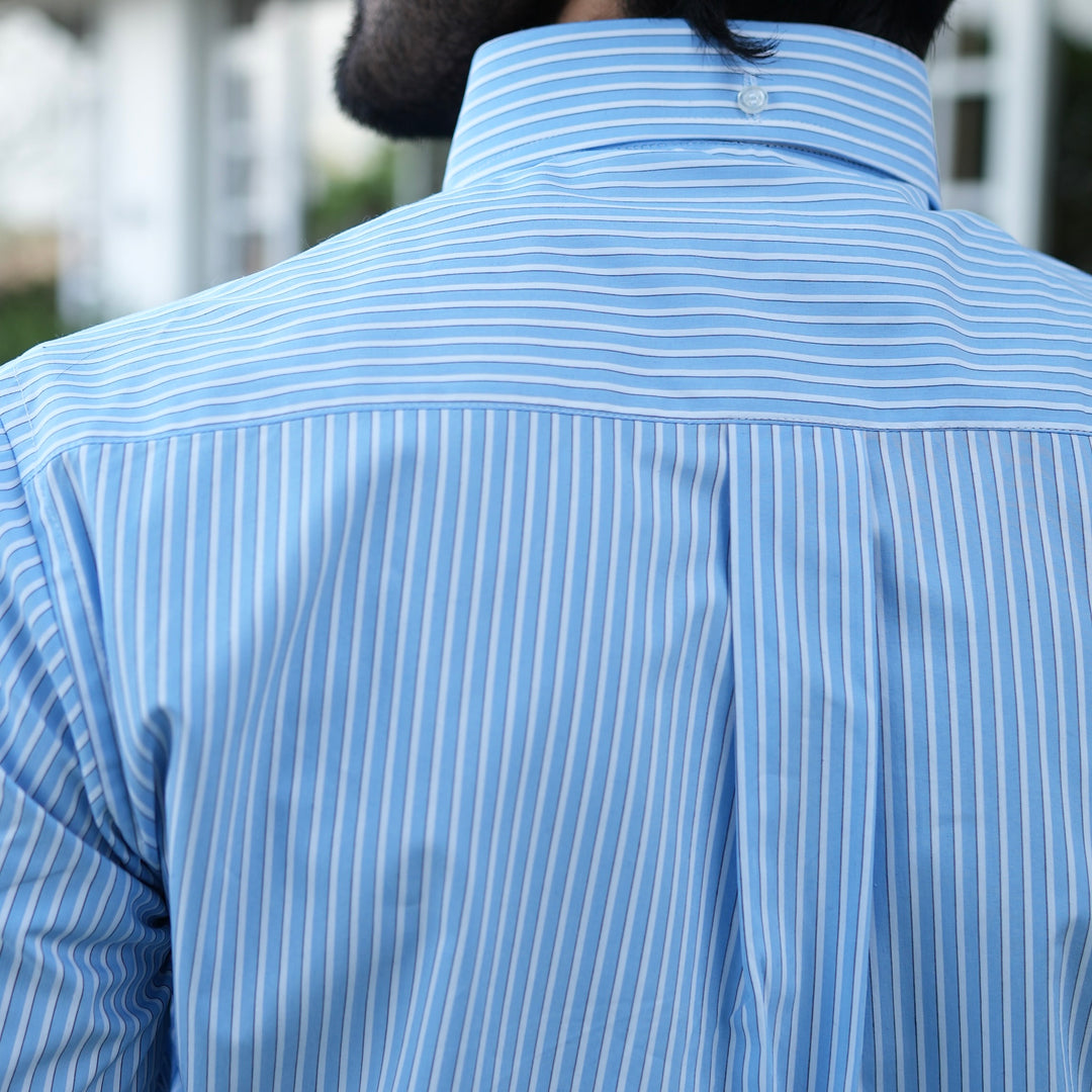 BRESCIA STRIPED SKY BLUE BUTTON DOWN SHIRT