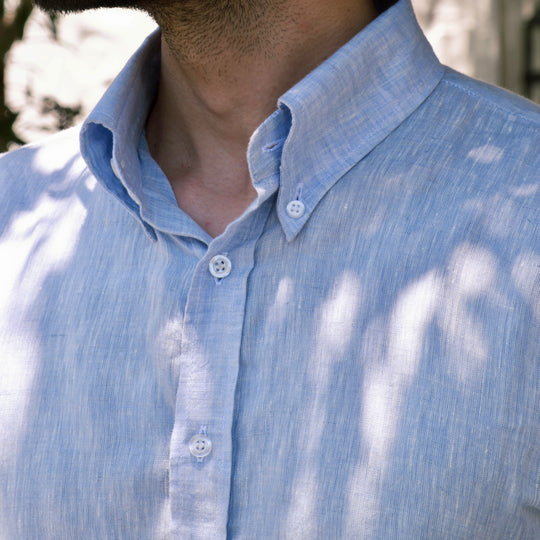 PORTOFERRAIO LIGHT BLUE LINEN SHIRT