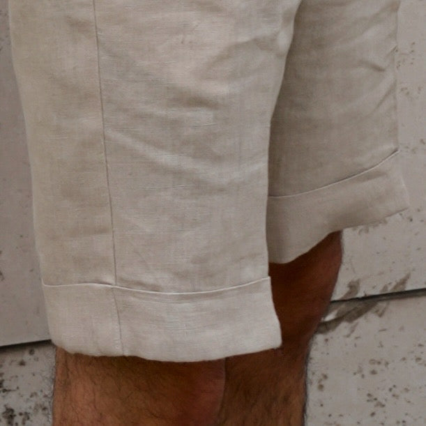 BEIGE LINEN GURKHA SHORTS