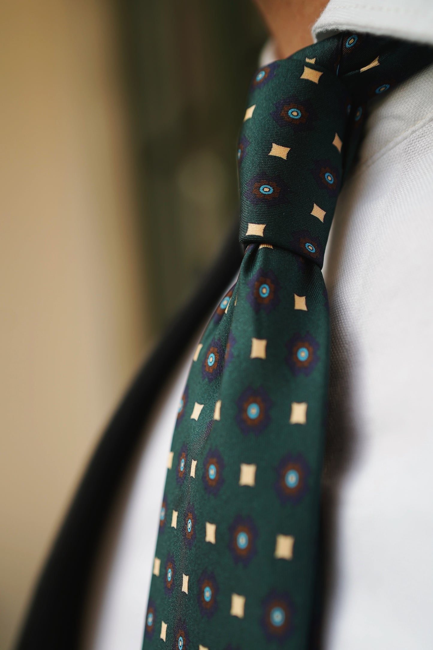 Ancient Madder Green Medallion Silk Tie