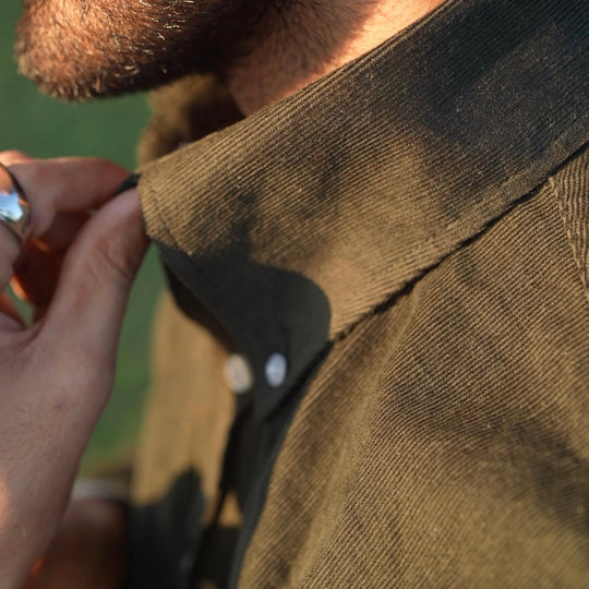 Olive pinwale corduroy shirt