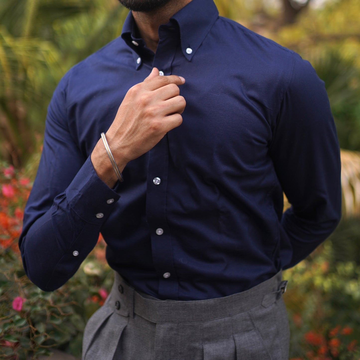 LOMBARDY NAVY BLUE SOLID SHIRT