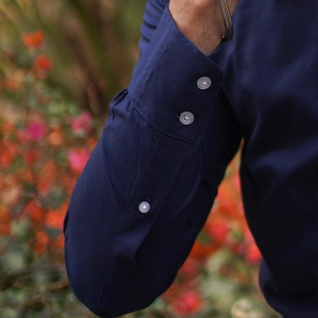 LOMBARDY NAVY BLUE SOLID SHIRT