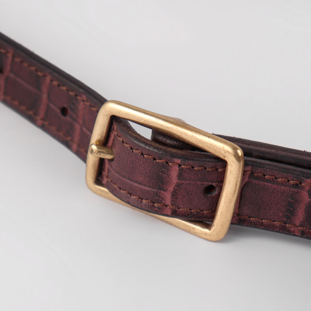 Belluno Mahogany Croco Leather Belt