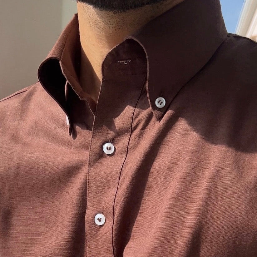 Espresso Linen and cotton Polo Shirt