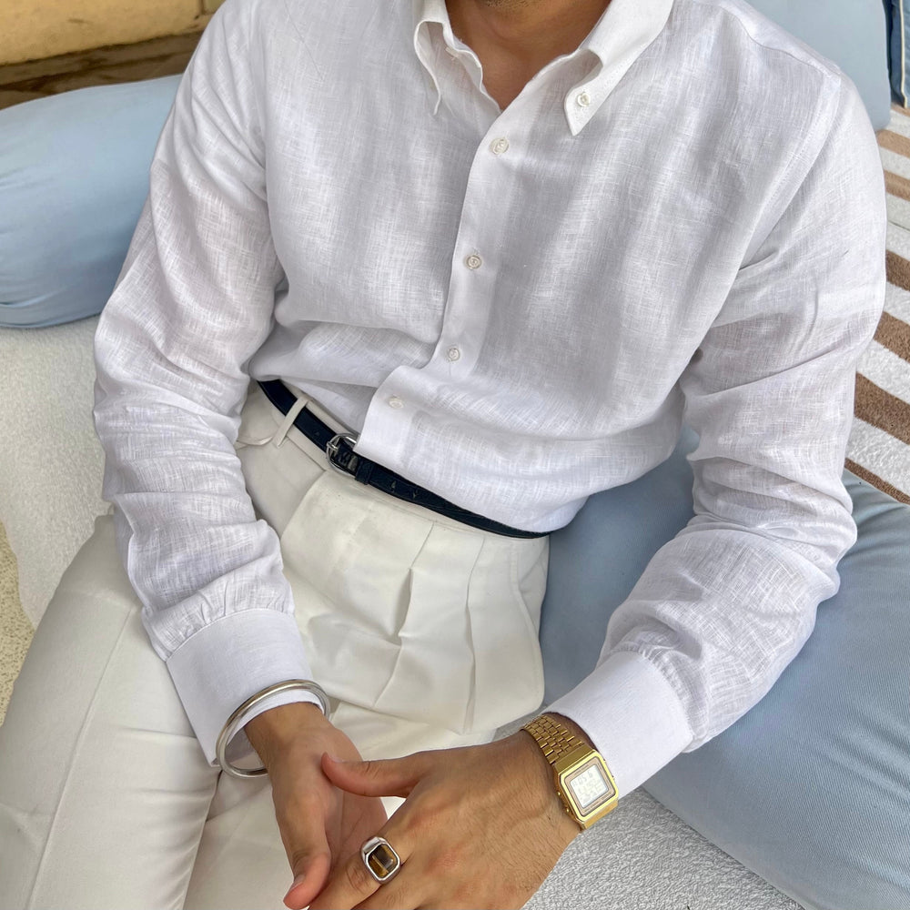 PORTOFINO WHITE LINEN SHIRT