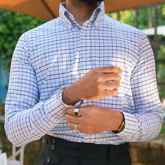 GAGLIOPPO WINDOWPANE CHECKERED SHIRT