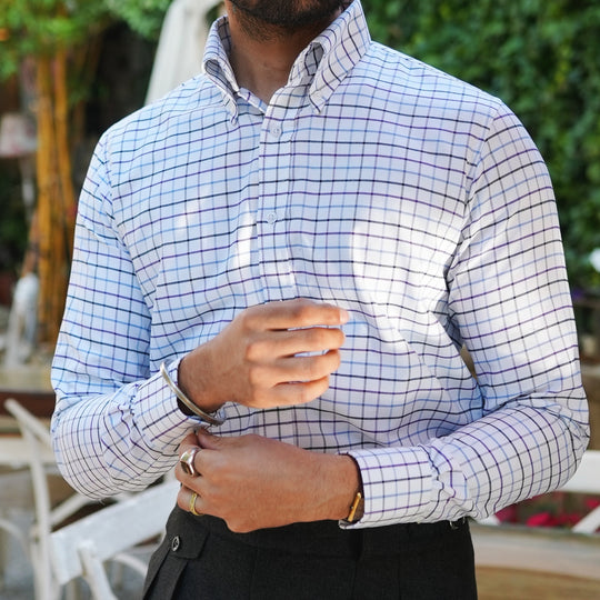 GAGLIOPPO WINDOWPANE CHECKERED SHIRT