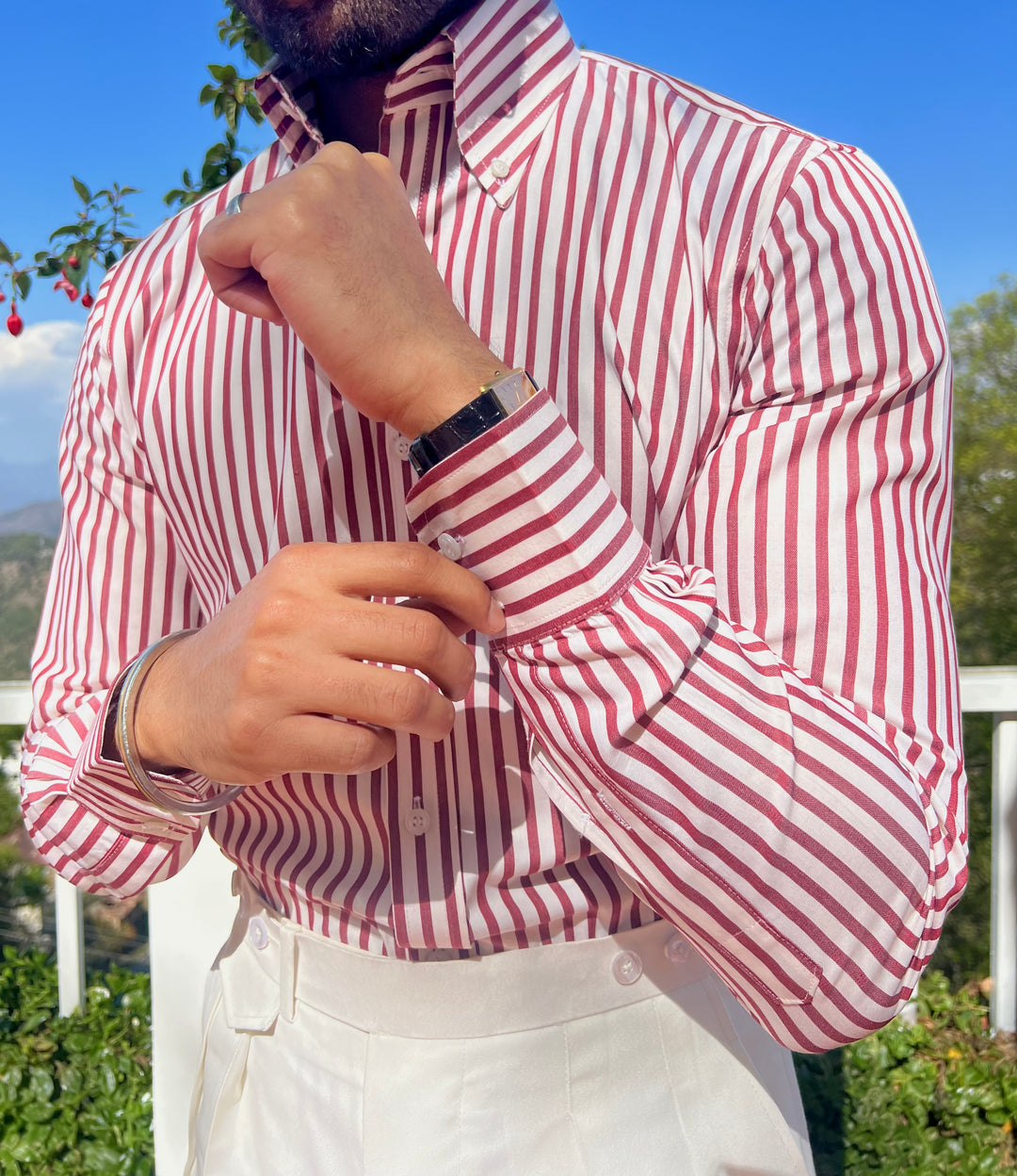 Riviera Di Chiaia Red and white striped shirt